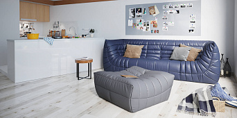 Синий диван в интерьере-17, Диван Француз и Пуф Француз